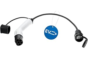 ‎EV + EV + Adapter für Elektrofahrzeug Ladekabel - Typ 2 IEC 62196 auf Schuko Stecker Ladegerätadapter - 1-Phase 16A (3,6 kW) Schwarz/Weiß-Steckverbinder IP44