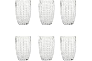 Zafferano Perle - Vaso Tumbler Hecho a Mano de Vidrio de Color Transparente, cl 32 h 109mm d 71mm, Juego de 6 Piezas - Transparente