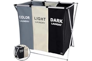 Newty | Cesto Ropa Sucia para Colada Cesta Lavandería Compartimentos Hogar Cocina Dormitorio Plegable Almacenamiento Clasificador Contenedor Organizador Lavado Cesta Tela (3 COMPARTIMENTOS)