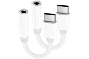 DAIRLE Apple MFi Certified 2 Pack USB C to 3.5mm Jack Adapter, Type C to 3.5mm Headphone Aux Digital Audio Earphone Adaptor for iPhone 17 16 15 Samsung Galaxy Pixel, iPad (White)