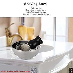 Anself Stainless Steel Shaving Brush Bowl Shaving Mug Cup Cream Soap Bowl Silver - Image 3