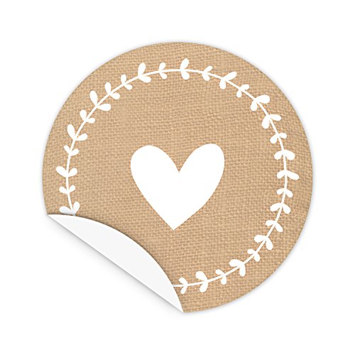 Freudentränen Set 100 braune Flachbeutel inklusive 100 runde Aufkleber / Sticker mit Jute-Optik und Herz als Verpackung für Freudentränen Taschentücher – TOP QUALITÄT aus Deutschland by KuschelICH - 4