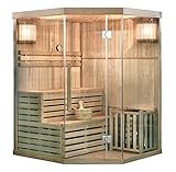 kompakte infrarot-sitzsauna aus hemlock-holz UNKOMPLIZIERT: Die Skyline-Serie wird in Elementbauteilen angeliefert. Durch das patentierte Klickverschluß-Verfahren ist der Aufbau kinderleicht und innerhalb kürzester Zeit durchzuführen (ca. 1 bis 2 Stunden)