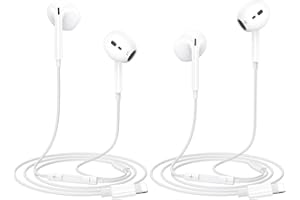 KAXIFEI Auriculares iPhone 2 Pack, [Certificados MFI] Auriculares con Cable para iPhone con Micrófono y Control de Volumen Estéreo de Alta Fidelidad Compatible con iPhone 14 13 12 11 Plus Pro Max/XR/XS/SE/8/7