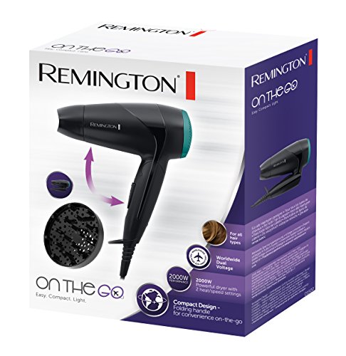 Remington On The Go Haartrockner D1500, mit umklappbarem Griff, 2000 Watt, schwarz - 2