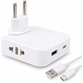 APUKESE Plano Wall Plug &ndash; Flat Multiple Socket with 1 USB + 1 USB C + 2 Outlets &ndash; Flat Wall Plug, Thief Plug &ndash; Wall Plugs &ndash; M