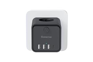 SAMERIVER Cubo Enchufe USB 7 en 1, 4000W 16A Ladron Enchufes Cubo Enchufes Múltiples Pared con 3 Tomas de AC, 3 USB-C, 1 USB-A Puertos y Interruptor, Cargador USB para Oficina, Cocina y Habitación Enchufe