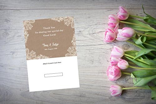 Personalised Wedding Favour Gift Scratch Card Lottery Lotto Holder Kraft Lace Effect LCH54