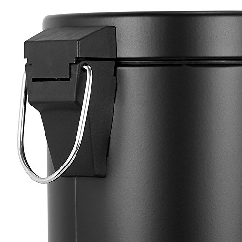 Mülleimer mit Deckel Klein für Wohnzimmer Badezimmer Runde Schritt Weiche Verschluss, Anti-Fingerprint, 1,3 Gallone / 5L (Schwarz) - 4
