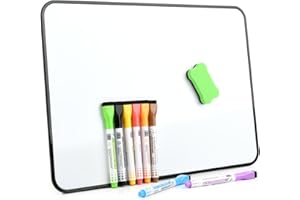POUMUE A3 Tableau Blanc Magnetique, 42x30cm Tableau Magnetique Frigo Effaçable à Sec, Double Face Magnétique Tableaus Blanc avec 8 Stylos et 1 Gomme, Papier Tableau Blanc Magnétique pour école Maison
