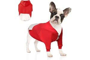 meioro Sudaderas con Capucha de Perro Ropa Abrigada para Perros Ropa Deportiva para Mascotas de algodón Puro más Terciopelo Dog Hoodie (M, Rojo)