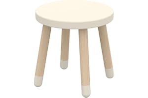 Flexa DOTS Children's Small Stool | Kid's Room Wooden Stool | Modern Home Decor for Children | Solid Ash & Painted MDF | Ideal for Playroom, Nursery, or Living Room | Cream White