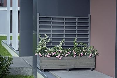 Gaspo - GASPO - Jardinière avec treillis "Gmunden" L 136 x H 136 cm couleur grise