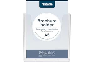 EUROPEL Porte-brochure A5, Acrylique transparent, Fixation Murale, Distributeur, Présentoir, Dépliant, Menu, Prospectus, Restaurant, Hôtel, Bureau, Magasin