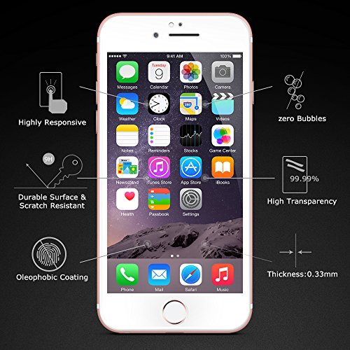iPhone 6s Screen Protector,Coolreall 3D Full Coverage Premium Tempered Glass Screen Protector Film For iPhone 6 / 6s [4.7 Inch,0.33mm Ultra-Clear 9H Hardness](White)