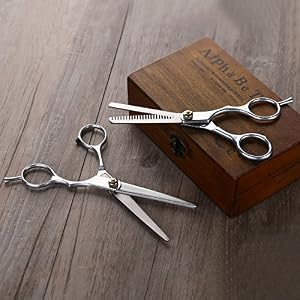 OULII 2pcs Barber Scissor Hair Cutting Set Hair Cutting Thinning Scissors Shears Hairdressing Set - Image 7