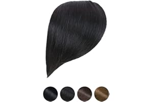 DSOAR Spessa Frangia Laterale Spazzata Clip In Frangia Estensioni Dei Capelli con Frange di Capelli Veri Naturali Posticci per Ragazze Dall'aspetto Naturale, Nero Naturale