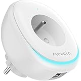 Prise Connectée Intelligente avez Lampe Led Smart, Maxcio Prise WiFi avec 2 Ports USB, Prise Télécommandée Compatible avec Al
