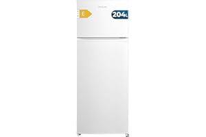 Cecotec Frigorífico Combi Compacto Bolero CoolMarket 2D 204 White E, 204L, 143 cm de Alto, 55 cm de Ancho, Clase E, Silencioso, Iluminación LED, Compresor Inverter Plus, Tecnología Cíclica, Blanco
