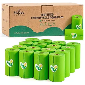 Compostable Poop Bags Certified, Plant-Based Poop Bags for Dogs, Unscented Doggie Waste Bags - Vegetable-Based Extra Thick with 100% Leak-Proof