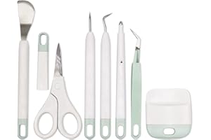 KINGFINGER Weeding Tools Set Craft Vinyl Tools Scissors/Scrape/Weeders/Tweezers/Spatula/Scoring Stylus 7 PCS Craft Vinyl Weeding Kits for Cricut Stencils/Oracal Vinyl/Siser HTV/Silhouette Cardstock