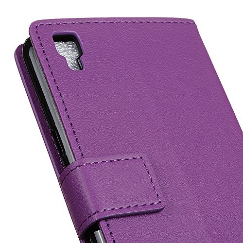 Handyhülle für LG CELLULARE K220 X-POWER ,QUENJOY® Cass Textur Leder Tasche Smart Cover Flip Case Beschützer Haut Schutzhülle Hüllen für LG CELLULARE K220 X-POWER (LGK220) 5,3 Zoll,Lila 03 - 6