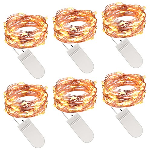 Amir 2.2M 20LEDs Lichterkette, 6er St¨¹ck Lichterkette Stern Kupferdraht Mikro Batteriebetrieben Innenbeleuchtung Deko f¨¹r Weihnachten, Hochzeit, Haus ¨C Warmwei?