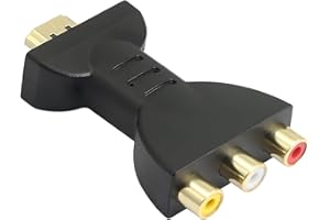 Jughigh HDMI to RCA Converter Gold Plated Interface Red White Yellow1080P High-Definition HDMI In to AV Out CVBS Video Audio Adapter Component Composite PC Laptop Xbox TV PS2 PS3 Camera DVD