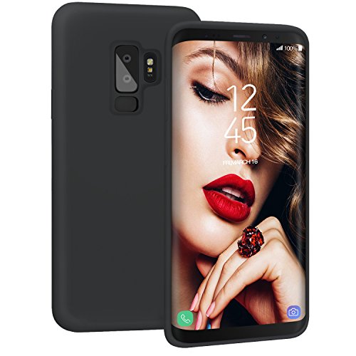 JASBON Coque Samsung Galaxy S9 plus, Coque Silicone Liquide Anti-rayure,  Housse Protection Silicone Anti-choc Gel Case pour Samsung Galaxy S9 plus– Noir