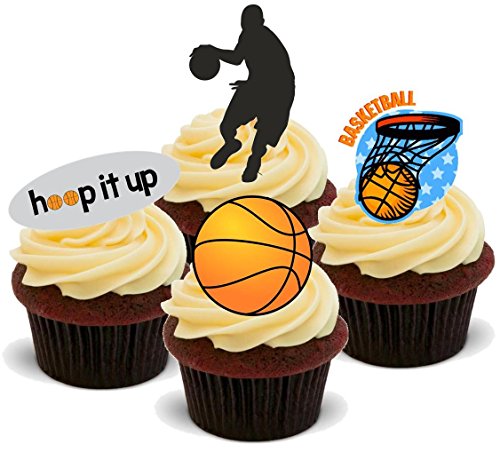 Preisvergleich Produktbild Basketball mischung - 12 essbare Standup Kuchen-Deko, Kuchendekorationen, essbar, Premium, 2 x A5, für 12 Bilder, nicht vorgeschnitten