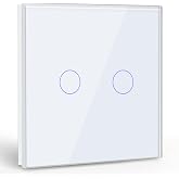 BSEED Touch Light Switch 2 Way 1 Way Recessed Glass Frame 86mm White 500W (Non-Smart Switch)