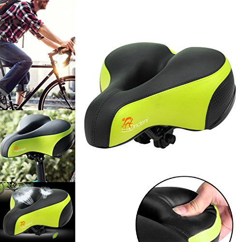 Onlydni Schlagfestem Design Fahrradsattel Tourensattel Fahrrad Sattel 25 x 20cm Komfort und Große Sattel mit Reflektierende Aufkleber und Gel-Kissen