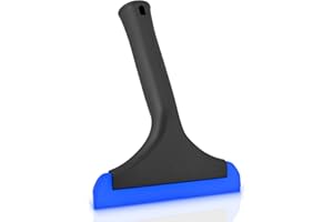 EHDIS 1PCS Window Squeegee with Handle, Flexible Rubber Squeegee, Shower Squeegees, for Glass, Mirrors, Car Windows, Bathroom, 6 INCH, Black+Blue