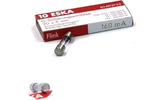 ESKA 10 x Fusibile rapida (F) in vetro 160 mA/250 VAC 5 x 20 mm