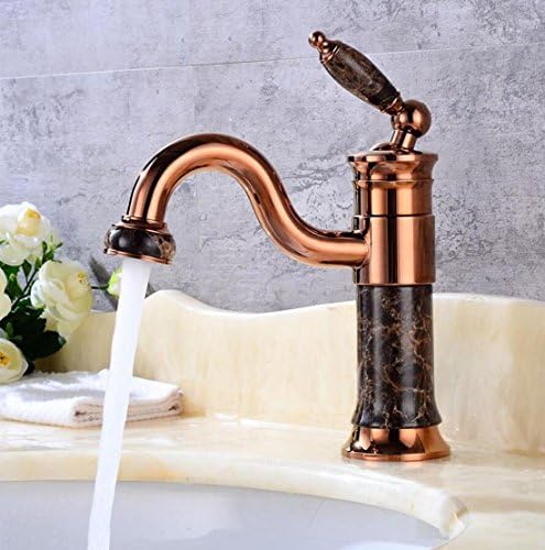 GUHAIBO Rose gold luxurious Basin Sink Vessel Bathroom Faucet Mixer Tap Single Handle Rotating Hot and cold water faucet Vintage Bathroom Sink Faucet