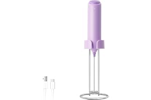 ELMWAY FlexMount Rechargeable Milk Frother by ELMWAY – Handheld Electric Whisk with Ergonomic Grip for Coffee, Latte & Matcha, Easy to Use with Stand or Wall-Mount Holder – Purple