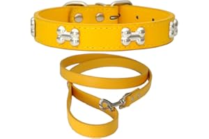 NEUSOP Collare Cane in Pelle Regolabile Guinzaglio per Cani, Collare per Cani, Collari per Cani Gatti Cucciolo Collare per Animali Domestici S