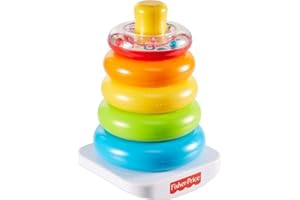 Fisher-Price Pyramide Arc-en-Ciel Jouet Bébé, Favorise la Coordination des Gestes/l'Apprentissage des Couleurs, Multicolore,6+ Mois, 1 Unité