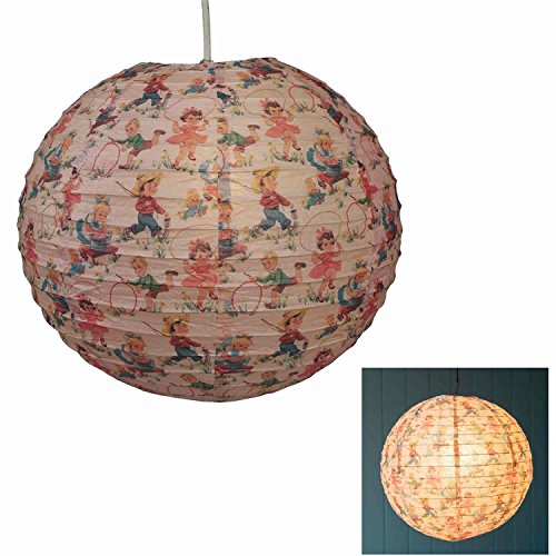 LS Design Papierlampenschirm Papierlampe Hängeleuchte Lampion Vintage Kid - 2