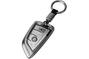 XMSCN Funda para llave de coche, funda de TPU para B-MW 1 Series, 2 Series, 3 Series, 4 Series, 5 Series, 6 Series, X1, X2, X3, X4, X5, X5M, X6, X6M, GT, M5, 3 botones Funda Llaves Transparente,