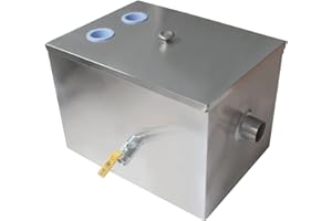 OOMVARMER Separador de grasas bajo fregadero inox trampa de grasa cocinas restaurantes 2 entrada interceptor grasa decantador inox