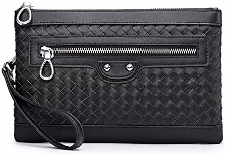 Q Billetera Men'S Hand Bag Long Wallet Business Hand Bag Hand-Woven Bag Leisure Zipper Bag,Black