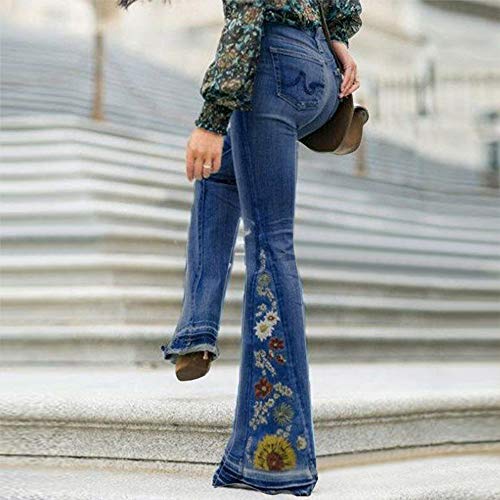 Vertvie Damen Jeans Bootcut Jeanshose Mit Hohem Bund Casual Lange Mode Hose Weite Schlaghosen Retro Stil Denim Hose (EU 36, Z-Dunkelblau) -