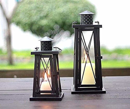 PEIWENIN-Iron Candlestick Continental Retro Decorative Candlestick Living Room Dining Table Creative Glass Candlestick Decoration,17*49cm