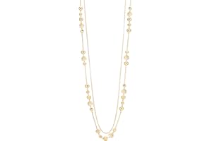 FULU AUTUMN Layered Long Gold Necklaces for Women Natural Stone Beaded Double Chain with Flower Costume Jewellery