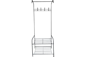 ABB4US | Appendiabiti | Stand Appendiabiti da Terra con Scarpiera 3 in 1 | Con Ganci | Stabile | Rimovibile | Per Casa, Ingresso e Camera da Letto | Salvaspazio | Nero | 60x35x163 cm