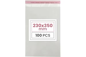 Netuno 100 sachets plats en PP 23 x 35 cm sachets plastiques transparents en polypropylène emballages d'envoi sacs plastiques transparents sacs plats d'expédition sac d'expédition plastique