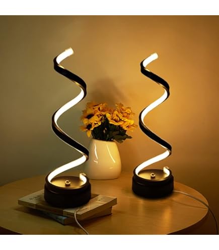 Lampe De Chevet LED Mengjay Spirale - 3 Températures De Couleur - Dimmable - Noir Moderne