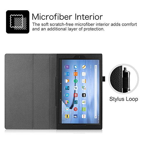 Fintie Fire Hülle Amazon Fire HD 10 Zoll (5. Generation – 2015 Modell) Tablet – Folio Kunstleder Schutzhülle mit Ständerfunktion und Auto Sleep / Wake Funktion, Schwarz - 3