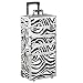 All in 1 Pro Large Aluminium Hairdressing Makeup Vanity Toiletry Storage Nail Case Box Beauty Cosmetics Trolley 4 in 1 (Zebra)